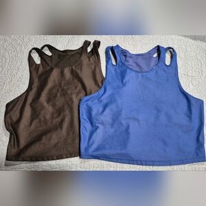 Stylish Women's Tank Tops - Blue and Brown